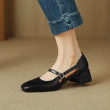 Size Size Mary Jane Shoes Hollow Coarse Sandals Women's Summer New Buckle With Heel Women's Shoes High Quality Shoes