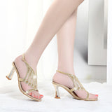 Wearing Sandals Women's Dress Coarse Heels Elegant Fashion Young Bohemian Water Drill Sandals High Quality Shoes