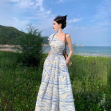 Tourism To Take Pictures Of Oblique Shoulder Dress Niche Design Temperament Waist Skirt Sanya Resort Beach Dress