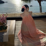 Folded Neck Dress Women's New Summer Loose Sleeveless Large Dress Super Fairy Irregular Dress