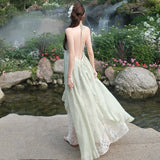 Stitching Dress Women's New V-Neck Bragy Beach Sling Skirt