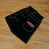 Vintage Loose Denim Shorts Men Harajuku Punk High-Waisted Denim Shorts Men's Loose Tide DJPT