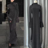 Zhao Sanguan High-End Temperament Wave Long-Sleeved Dress Niche Fashion Dress 2024 Autumn New