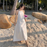 Woven-Back White Dress Design Small Thin Sexy Sanya Seaside Beach Dress Girl