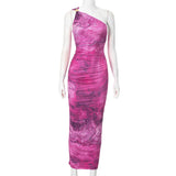 Women's 2024 Summer New Printed Shoulder High-Waisted Hip Skirt DJPT