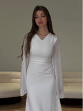 Women's Clothing 2024 Autumn New Fashion V-Neck Long-Sleeved Bag Hip Pencil Dress