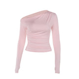 Autumn 2025 New Women's Clothing Fashion Style Casual Shoulder-Slender Long-Sleeved Top Lady DJPT