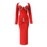 High-End Light Luxury Famous Wind Hot Diamond Banded With Dress Temperament Elegant Dress Dress Dress