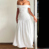 Women's Uniform Shoulder Simple Elegant Sexy Dress DJPT