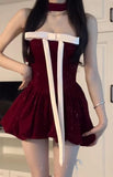 Gown Strapless Dark Red Christmas Dress Birthday Dresses Birthday Outfits SD1290