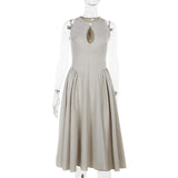 Summer 2025 New Fashion Mid-Sleezy Dress Temperament Sexy Hollow A Dress Woman DJPT