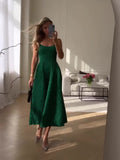 Slings Press Fresh Dress Femininity Summer Temperament A Word Dress Green