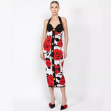 New Small Fragrant Rose Jabreeze Knitted Banda Skirt Sexy Hanging Neck Gold Buckle Elastic Dress