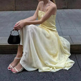 French Sexy Folding Solid-Colored Chiffon Dress In Summer 2024