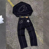 Alcatraz Jeans New Star Embroidered High Street Retro Old Casual Five-Point Pants DJPT