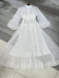 Early Spring Luxury Diamond Collar Lantern Sleeve Single Buckle Temperament Dress Dress Dress