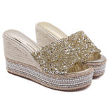 High Water Drill Slope In The Pine Shoes And The Summer Cool Slippers Waterproof Table Weaving High Heels Wear Thick Bottom Slippers High Quality Shoes