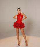 Female Sha Cloth Flower Lace Hanging Neck Sexy Ass Skirt High-End Famous Lady Beautiful Bandage Skirt