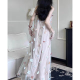 Beauty Three-Dimensional Flower Mesh Dress 2025 New Teen Temperament Sling Dress