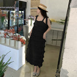 Heavy Industry Design With White Sling Dress Women's Summer 2024 New Chiffon Sleeveless Cake Dress