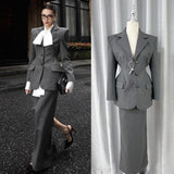 Sanguan Temperament Fashionable Gray Blazer Half-Dress Three-Piece Set 2024 New