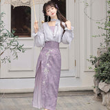 Design Grape Manor Chinese Style Women's Clothing Element Half Dress Set 8818