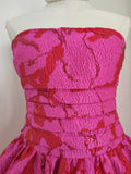 A line Strapless Satin Pink Floral Vacation Dresses Short Birthday Dress SD1260