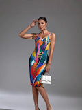 Body Print Sexy Slings With Thin Ass Dress Spice Girls High-Sensing Women's Temperament Dress