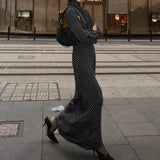 Zhao Sanguan High-End Temperament Wave Long-Sleeved Dress Niche Fashion Dress 2024 Autumn New