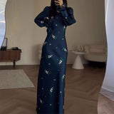 Comfortable And Stylish Printed Horn Sleeves With Long-Sleeved Dress