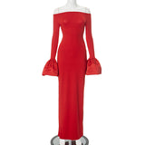 Women's First-Word Collared Tidly Cuff Long-Sleeved Long-Sleeved Dress DJPT