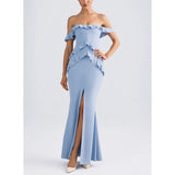 Women's New Sexy Open Shoulder Leaf Dress HZ0628