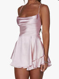Slings Sexy Pedal Collared Bare Back Tied With Dress Temperament Babes Dress Skirt DJPT