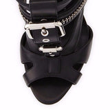 New Women's Sandals High Heel Metal Buckle Zipper Punk Fish Mouth Fine With The Original List High Quality Shoes