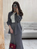 And Casual Long-Sleeved Shirt Tight Waist Dress Two Sets Of Women's New Summer 2024 Summer New Thin Set