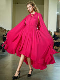 Women's Dress 2025 Spring New Women's Dresses 100-Fold Cloaked Leaf-Side Dress Girl