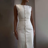 Summer New Elegant Temperament Belt Slimming Commuting Dress