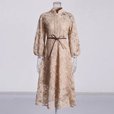 Style Dress 2025 New Collar Long Sleeve Tie To Close The Waist Repair Dress Summer Long Girl