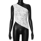 Women's Clothing 2024 New Solid Color Lud Asymmetric Collar Top DJPT