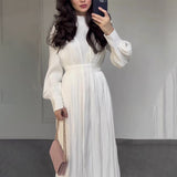 And Intellectual French-Style Collar Simple Fashion Lantern Sleeve Long Sleeve High-Waisted Long-Rise Skirt