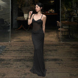 Women's Sleeveless Backs Folding Lace Splicing Dress DJPT