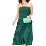 Summer New Fashion Elegant Sleeveless Breast Design 100 Rolls Solid Color Retro Long Dress