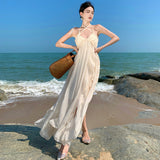 Dress Sexy Temperament Hanging Neck Hanging Dress Women Summer Dress Red Bare Back Seaside Vacation