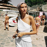 Women's Solid Color Sleeveless Sleeveless Back Strap Strap Strap Strap Trousers Set DJPT