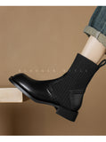 Large-Size Boots Knitted Skinny Short Boots Women's 2024 New Heel Socks Boots High Quality Shoes