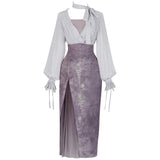 Design Grape Manor Chinese Style Women's Clothing Element Half Dress Set 8818