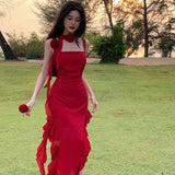 Girls Slim Skinny Irregular Sheaf Sling Chiffon Skirt Maldives Beach Seaside Dress