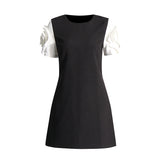 Famous Style Dress 2025 Summer New Round Collar Three-Dimensional Flowers Solid Dress Woman