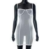Women's 2025 Summer New Slings Wraped Thoracic Mesh Sexy Night Shop Hottie Dress Girl DJPT