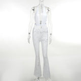 Hanging Neck Sexy Bosom Hollow Lace Perspective Micro-Rare Conjoined Trousers New Women's Clothing DJPT